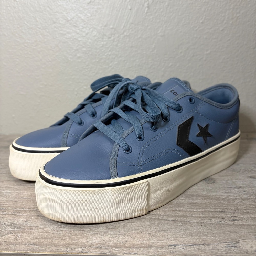 Converse Pro Lift Platform Blue Leather Low Top Sneakers 569535C Womens 9.5